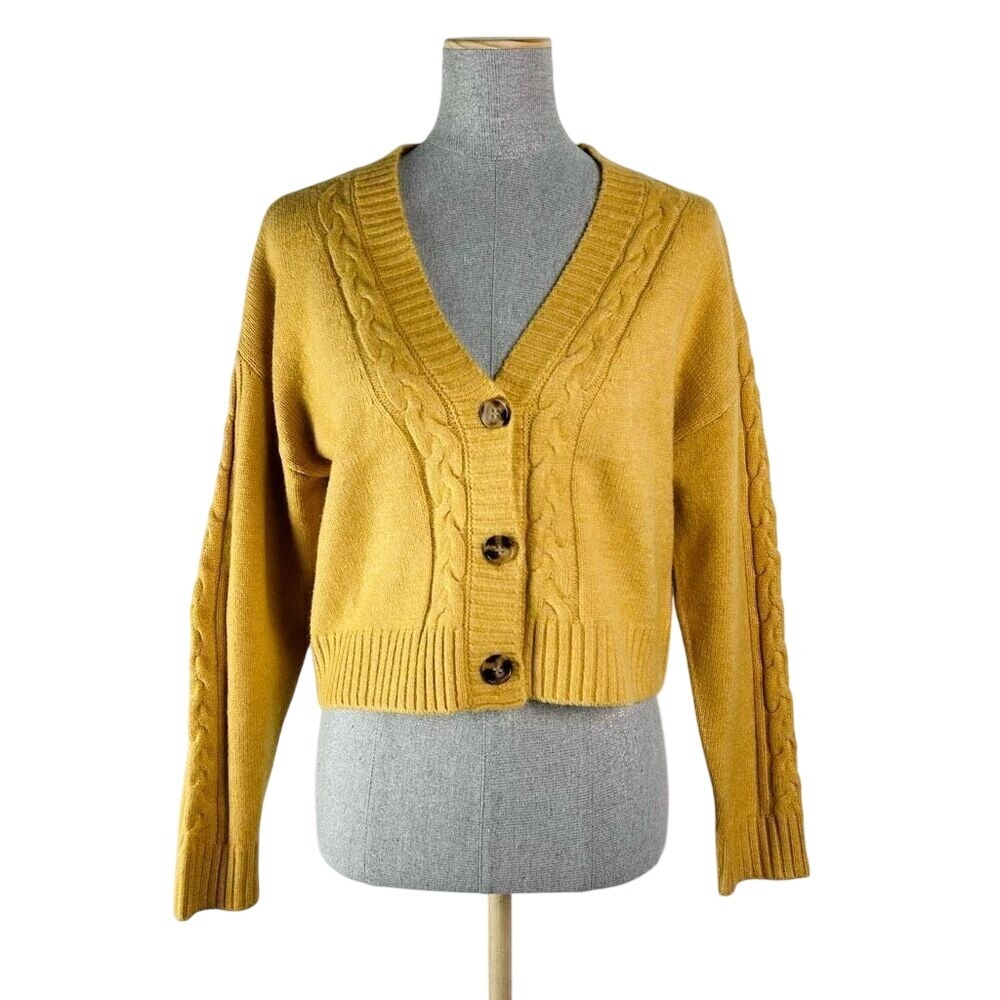 Lulus Forever My Favorite Season Mustard Yellow Knit Cardigan Sweater - Small‎